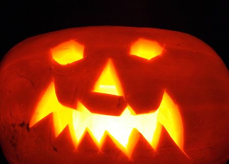 nice halloween pumpkin on the black bacgroundの写真素材
