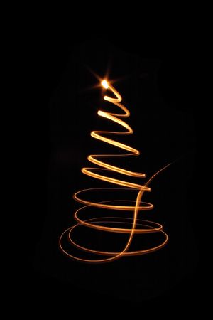 xmas tree (lights) on the black backgroundの写真素材