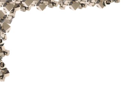 golden cubes frame on the white backgroundの写真素材