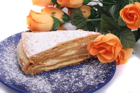 sweet desert and rose on the white backgroundの写真素材