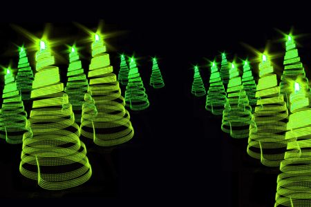 xmas tree (lights) on the black backgroundの写真素材