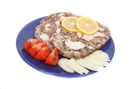 czech recepture of meat (pig) with lemon slices の写真素材