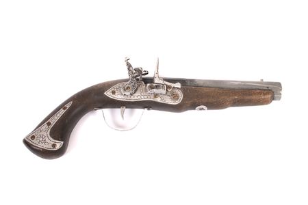 model of old gun on the white backgroundの写真素材