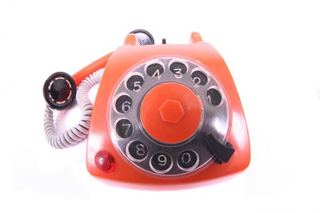 old telephone on the white backgroundの写真素材