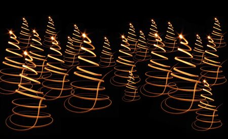 xmas tree (lights) on the black backgroundの写真素材