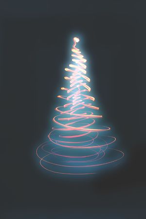 xmas tree (lights) on the black backgroundの写真素材