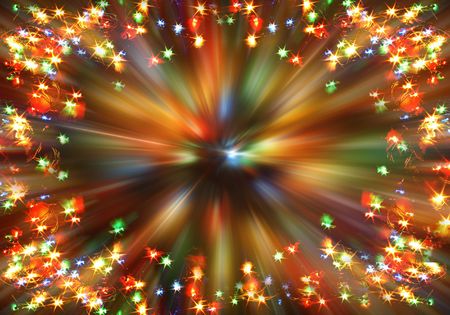 xmas color lights on the black backgroundの写真素材
