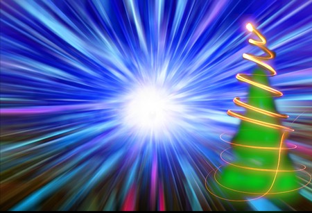 xmas tree (lights) on the black backgroundの写真素材