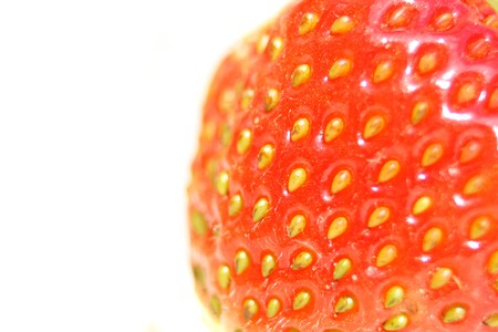 detail of strawberry on the whote backgroundの写真素材