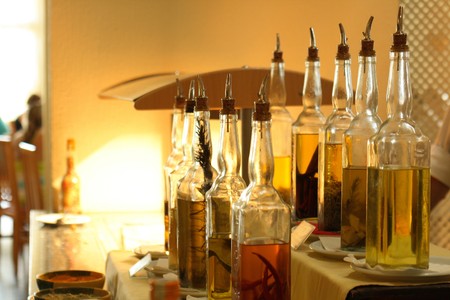 set of oils for the gourmets from Tunisia hotel の写真素材