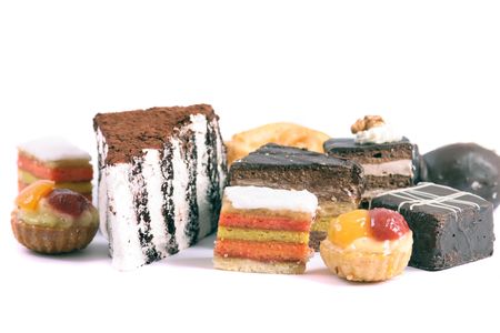 nice sweet desserts on the white backgroundの写真素材