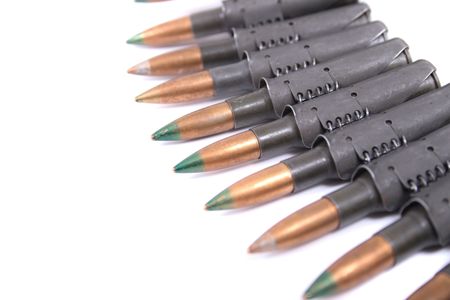 ammo from automatic gun isolated on the white backgroundの写真素材