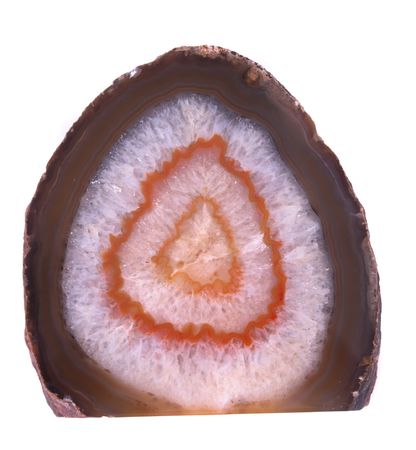 very nice orange and white agate isolated on the white backgroundの写真素材