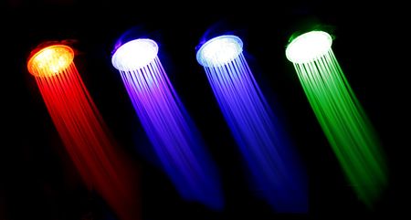 color water from the shower in the night の写真素材