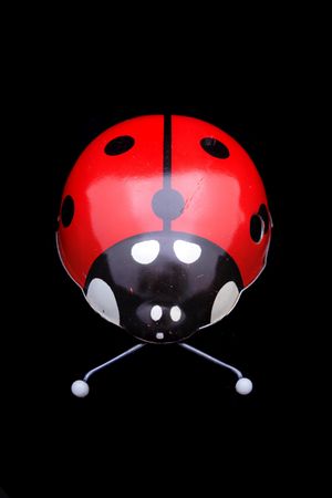 ladybug toy isolated on the black backgroundの写真素材