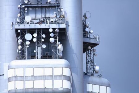 detail of big transciever tower as telecommunication backgroundの写真素材