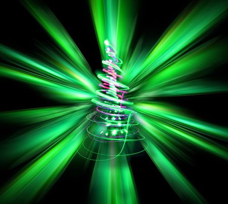 xmas tree (lights) on the color backgroundの写真素材