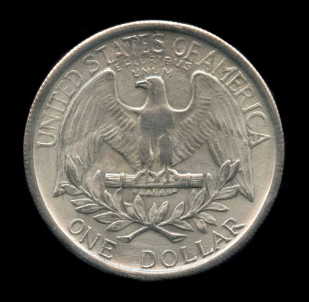 one dollar isolated on the black backgroundの写真素材