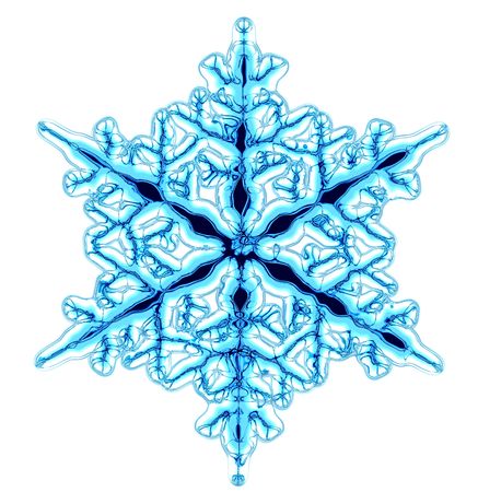 abstract blue snowflake isolated on the white backgroundの写真素材
