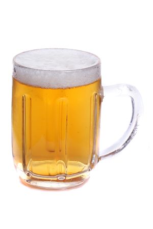 fresh beer  isolated on the white backgroundの写真素材