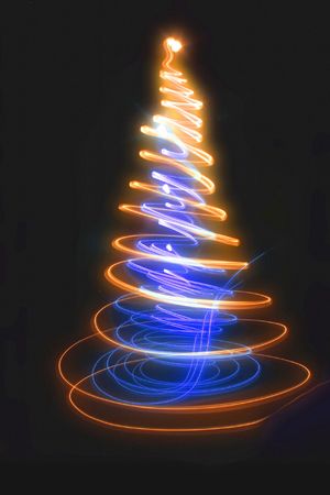 xmas tree (lights) on the black backgroundの写真素材