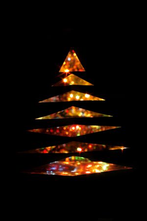 christmas tree from the color lights on the black backgroundの写真素材