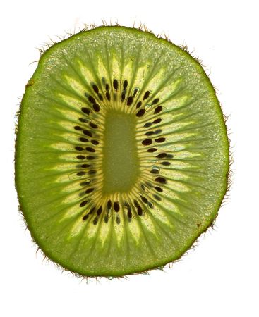 slice of fresh kiwi  on the white backgroundの写真素材