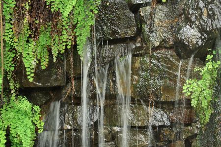 very nice natural waterfall background from garden の写真素材