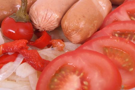 typical czech food after drink party named utopenciの写真素材