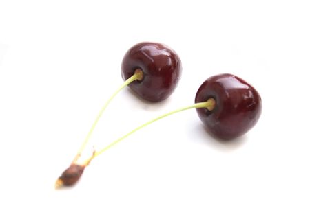 nice cherries isolated on the white backgroundの写真素材