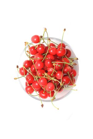 red cherries isolated on the white backgroundの写真素材