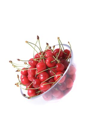 red cherries isolated on the white backgroundの写真素材