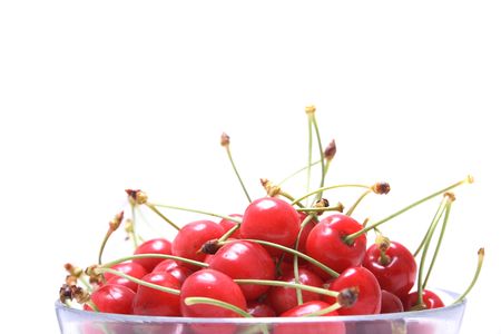red cherries isolated on the white backgroundの写真素材