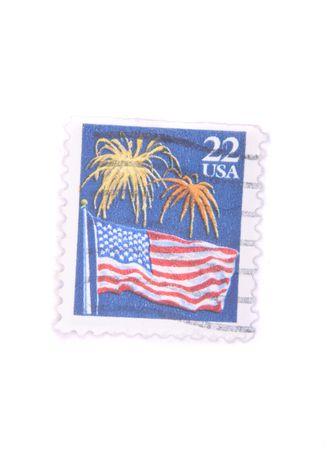 USA postage stamp isolated on the white backgroundの写真素材