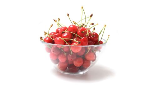 red cherries isolated on the white backgroundの写真素材