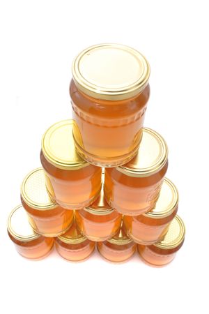 fresh honey isolated on the white backgroundの写真素材