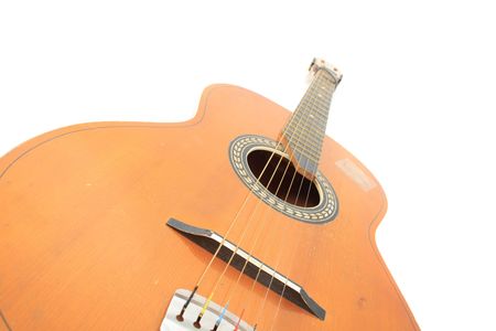 nice old guitar isolated on the white background