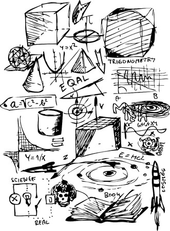 hand draw math icons isolated on the white backgroundの写真素材