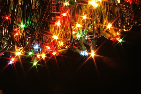xmas atmosphere from the color lights as backgroundの写真素材