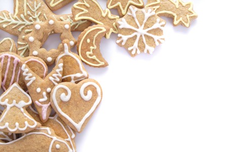 xmas cookies isolated on the white backgroundの写真素材