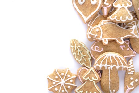 xmas cookies isolated on the white backgroundの写真素材