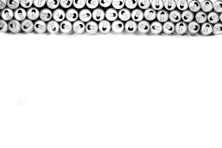 empty cans isolated on the white backgroundの写真素材