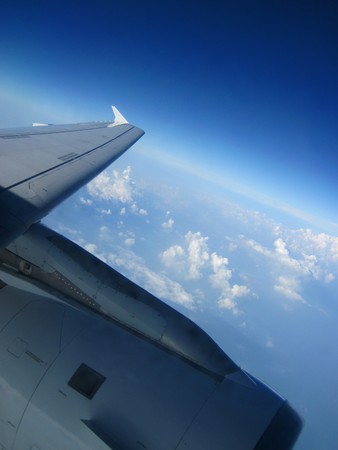 flyiing in the sky over the europeの写真素材