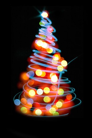 very nice christmas tree from the lights の写真素材