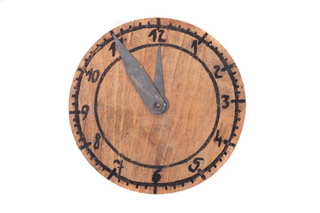 old clock isolated on the white backgroundの写真素材