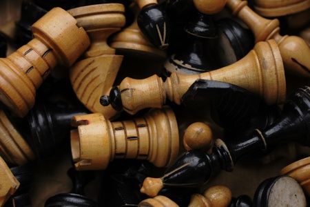 chess as nice game background with wooden pieces の写真素材