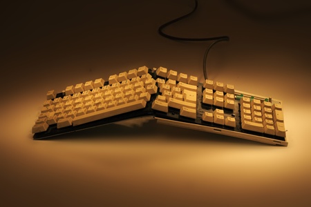 old broken keyboard in the dark night の写真素材