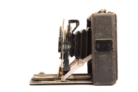 very old camera isolated on the white backgroundの写真素材