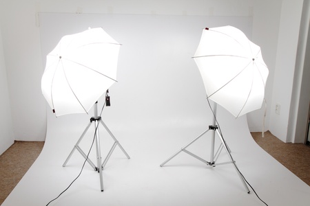 small photo studio with two lightsの写真素材