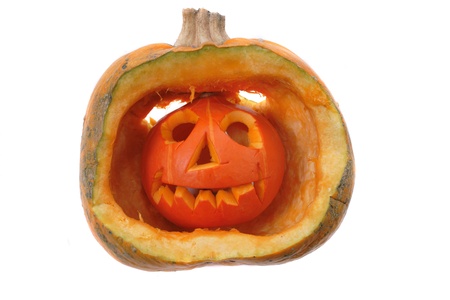 nice halloween pumpkin isolated on the white backgroundの写真素材